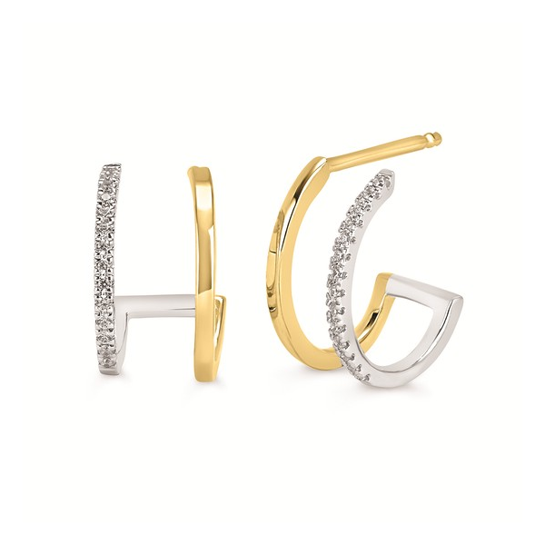 10kt White and Yellow Gold Diamond Hoop Earrings Stambaugh Jewelers Defiance, OH