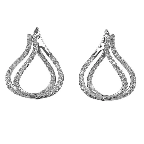 18 Karat White Gold  Diamond Hoops Stambaugh Jewelers Defiance, OH