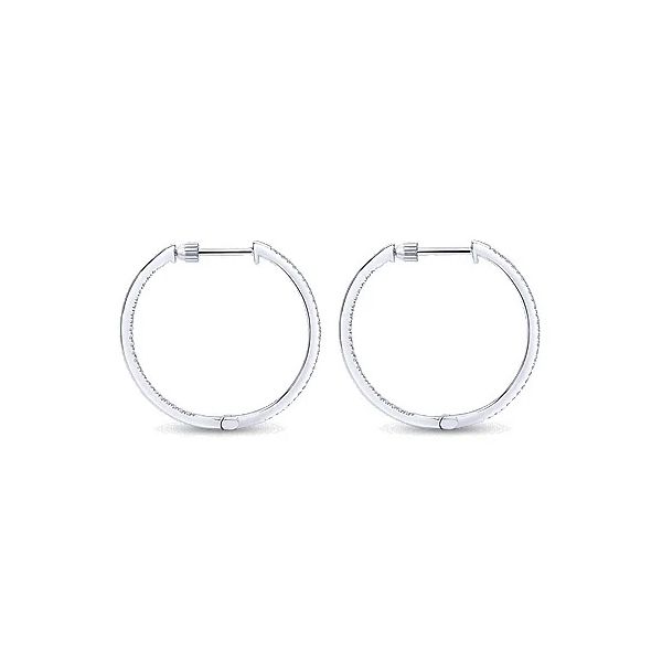 14K White Gold 30mm Inside Out Diamond Hoop Earrings Image 2 Stambaugh Jewelers Defiance, OH
