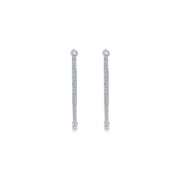 14K White Gold 30mm Inside Out Diamond Hoop Earrings Image 3 Stambaugh Jewelers Defiance, OH