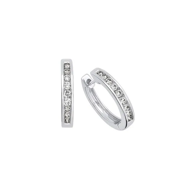 14kt White Gold Diamond Huggie Earrings Stambaugh Jewelers Defiance, OH