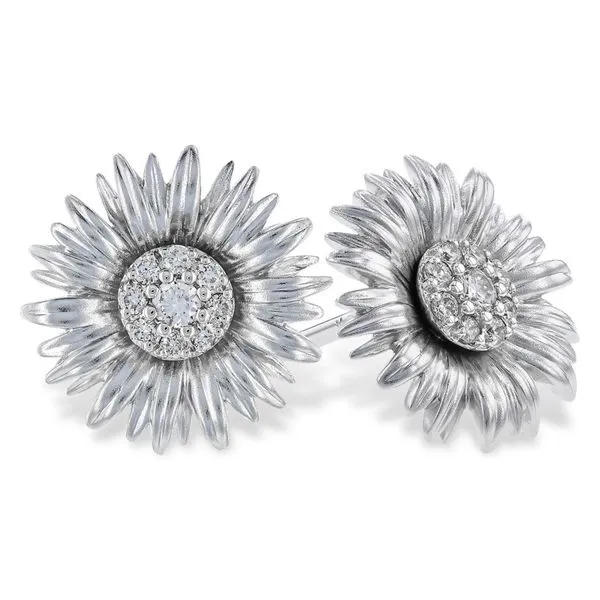 14kt White Gold Diamond Flower Earrings Stambaugh Jewelers Defiance, OH
