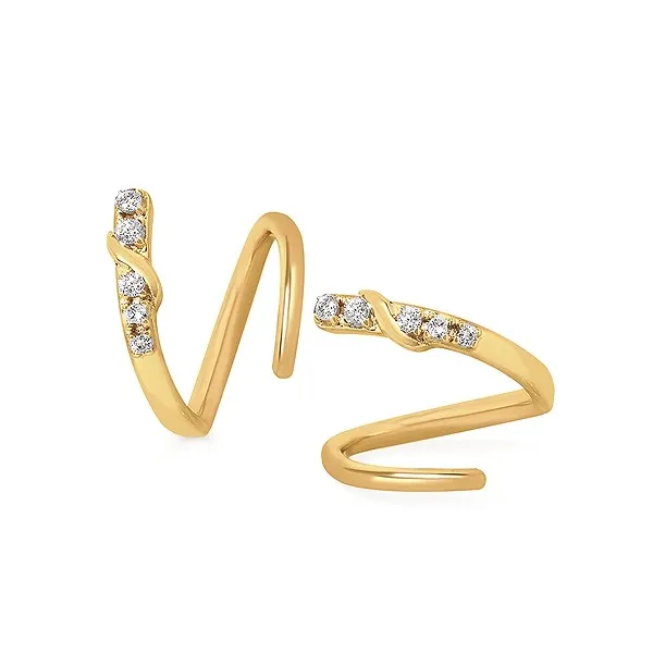 14kt Yellow Gold and Diamond Threader Hoop Earrings Stambaugh Jewelers Defiance, OH