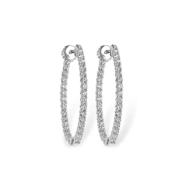 14kt White Gold Diamond Inside Out Hoop Earrings Stambaugh Jewelers Defiance, OH
