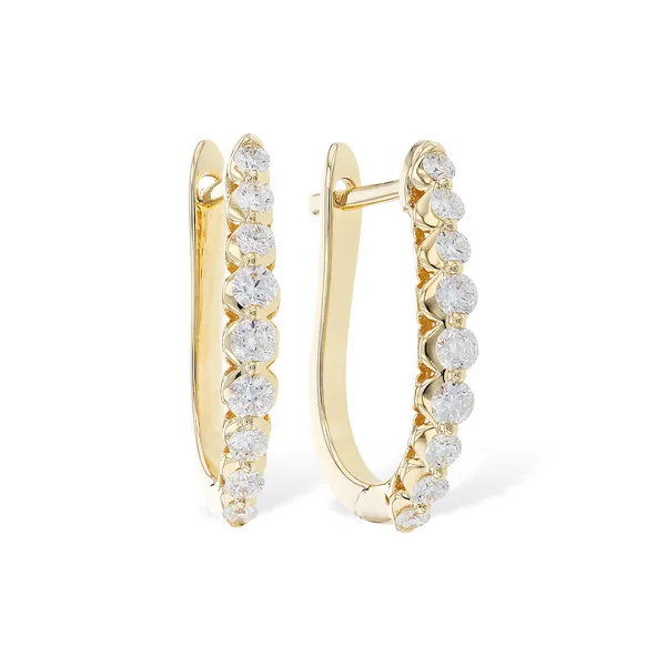 14 Karat Yellow Gold Diamond Hoop Earrings Stambaugh Jewelers Defiance, OH