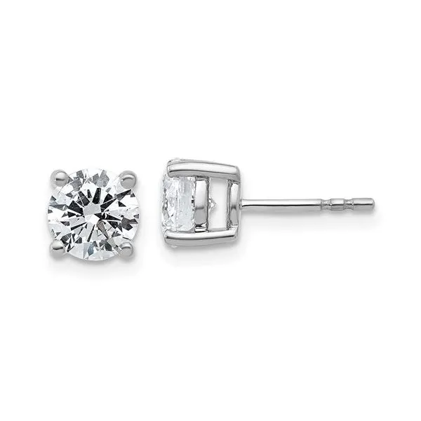 Diamond Stud Earrings in 14 Karat White Gold Stambaugh Jewelers Defiance, OH