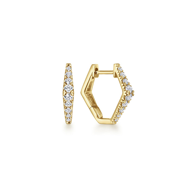 14kt Yellow Gold and Diamond Huggie Earrings Stambaugh Jewelers Defiance, OH