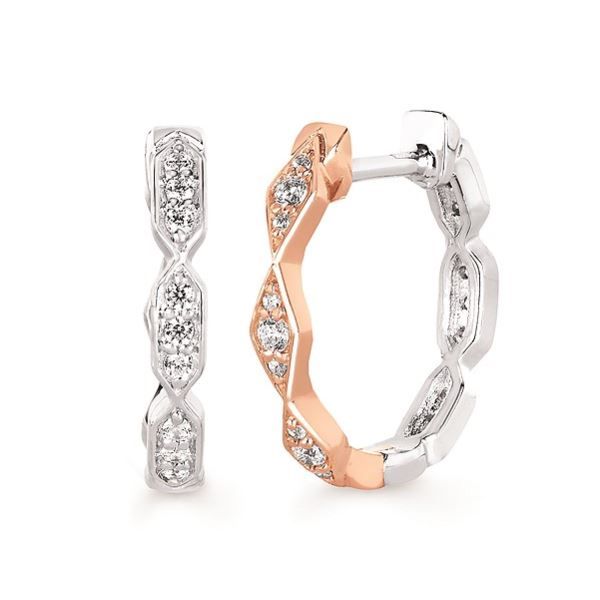 10kt White and Rose Gold Reversible Hoop Earrings Stambaugh Jewelers Defiance, OH