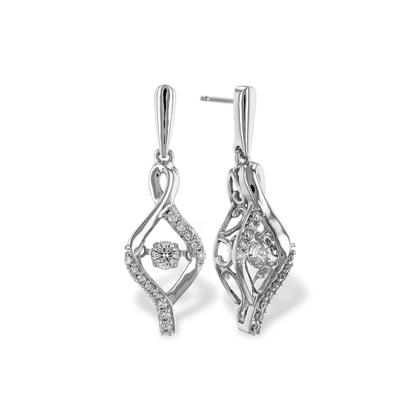 14 Karat White Gold Diamond Drop Earrings Stambaugh Jewelers Defiance, OH