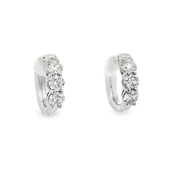 14kt White Gold Diamond Huggie Hoop Earrings Image 3 Stambaugh Jewelers Defiance, OH