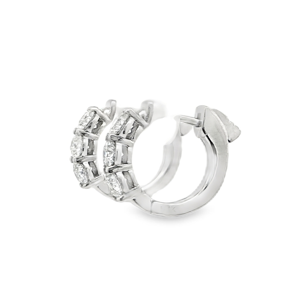 14kt White Gold Diamond Huggie Hoop Earrings Image 4 Stambaugh Jewelers Defiance, OH