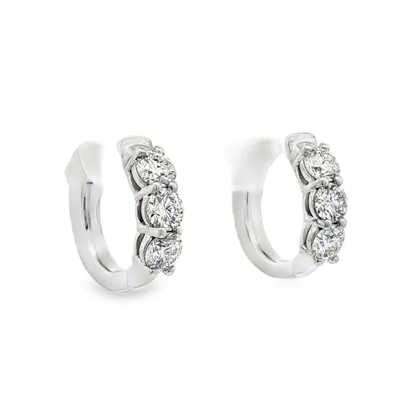 14kt White Gold Diamond Huggie Hoop Earrings Image 5 Stambaugh Jewelers Defiance, OH