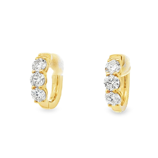 14kt Yellow Gold 3.00ctw Diamond Huggie Hoop Earrings Image 3 Stambaugh Jewelers Defiance, OH