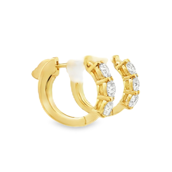 14kt Yellow Gold 3.00ctw Diamond Huggie Hoop Earrings Image 4 Stambaugh Jewelers Defiance, OH