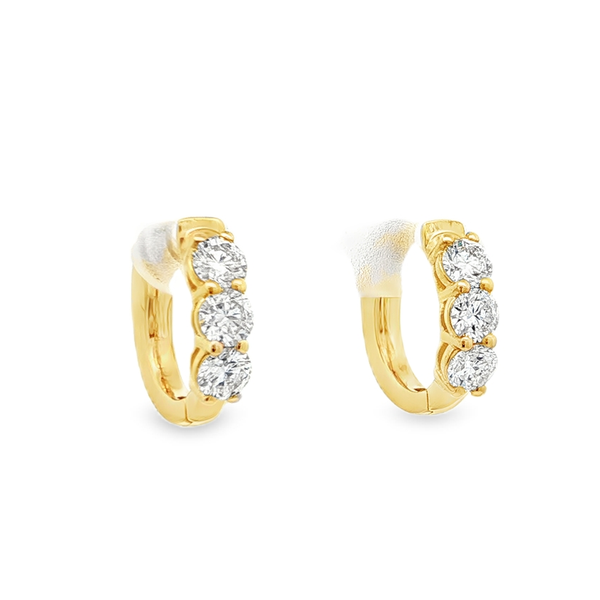 14kt Yellow Gold 3.00ctw Diamond Huggie Hoop Earrings Image 5 Stambaugh Jewelers Defiance, OH