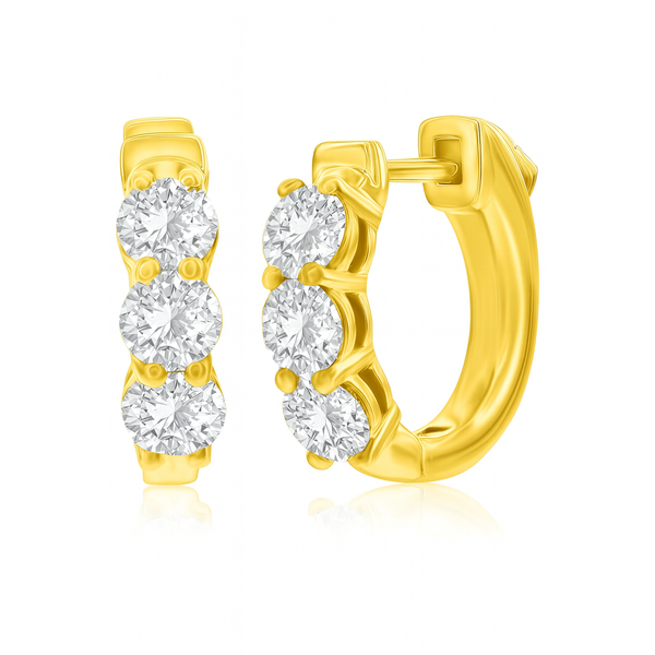 14kt Yellow Gold 3.00ctw Diamond Huggie Hoop Earrings Stambaugh Jewelers Defiance, OH