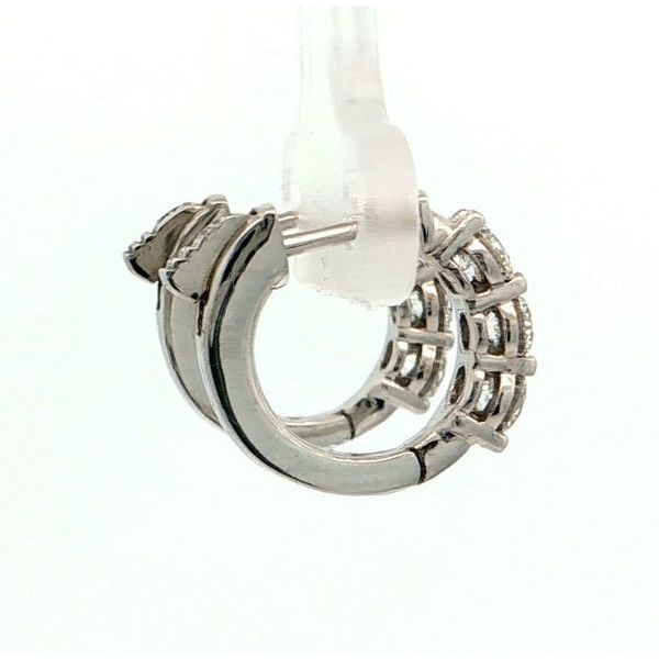 14kt White Gold Diamond Huggie Hoop Earrings Image 4 Stambaugh Jewelers Defiance, OH