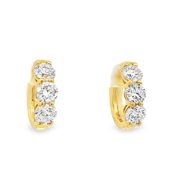 14kt Yellow Gold 3.00ctw Diamond Huggie Hoop Earrings Image 3 Stambaugh Jewelers Defiance, OH