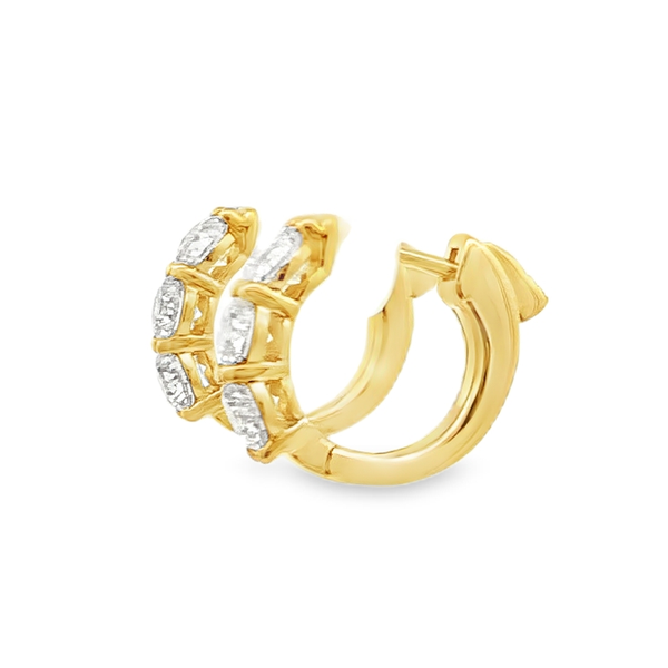 14kt Yellow Gold 3.00ctw Diamond Huggie Hoop Earrings Image 4 Stambaugh Jewelers Defiance, OH