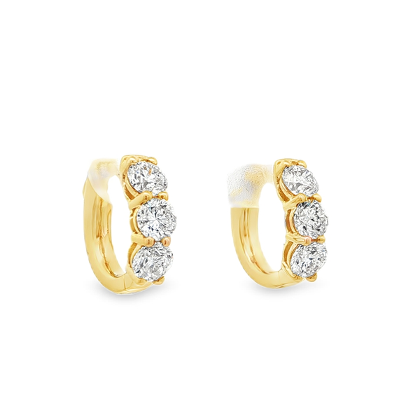 14kt Yellow Gold 3.00ctw Diamond Huggie Hoop Earrings Image 5 Stambaugh Jewelers Defiance, OH