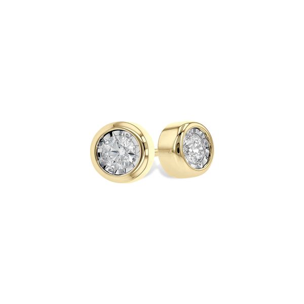14kt Yellow Gold Diamond Bezel Stud Earrings Stambaugh Jewelers Defiance, OH