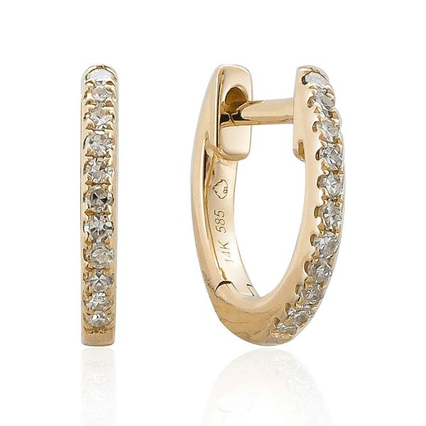 14kt Yellow Gold Diamond Huggie Hoops Stambaugh Jewelers Defiance, OH