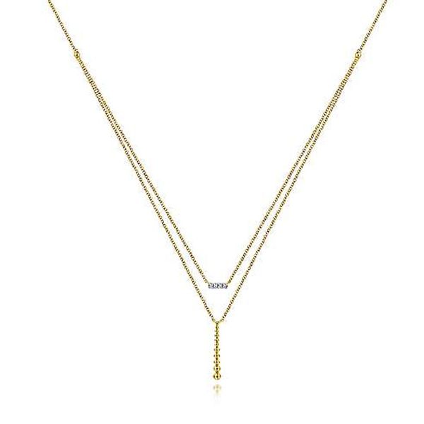 14k Yellow Gold Layered Dainty Diamond Bar Fashion Necklace Stambaugh Jewelers Defiance, OH