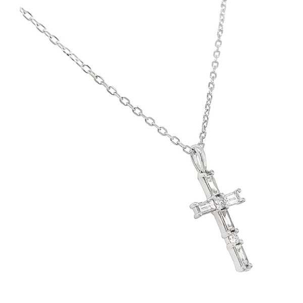 14kt White Gold Diamomd Cross Necklace Image 2 Stambaugh Jewelers Defiance, OH