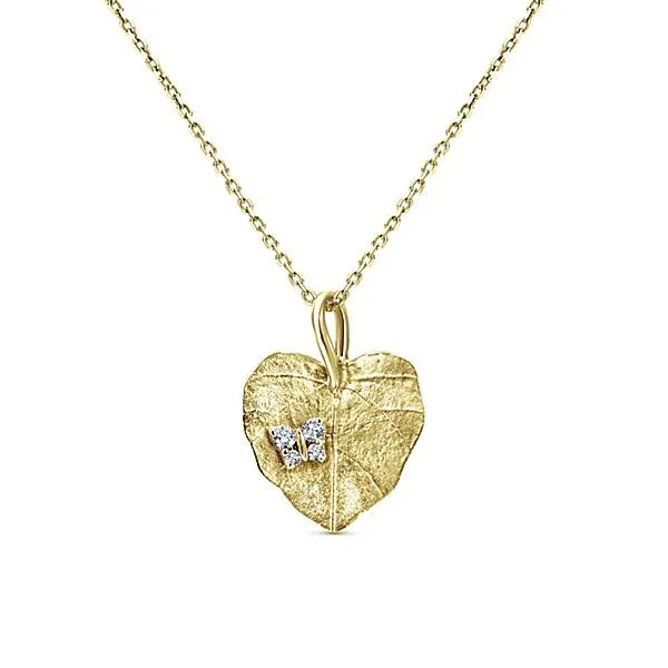 14kt Yellow Gold and Diamond Leaf Pendant Stambaugh Jewelers Defiance, OH