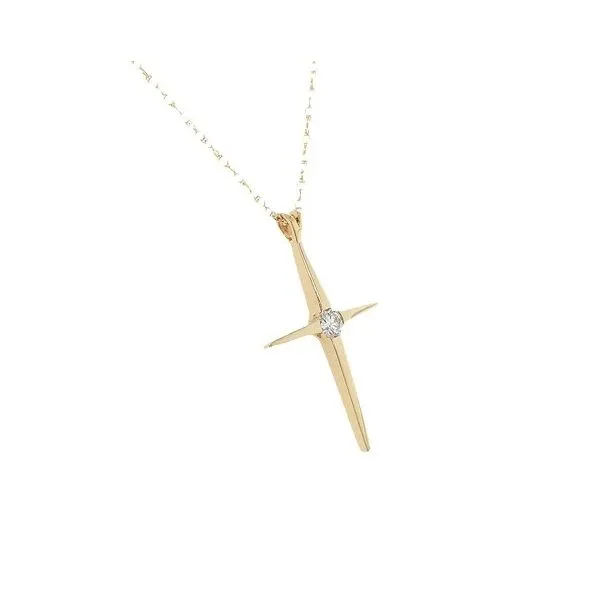 14kt Yellow Gold Diamond Cross Pendant Image 3 Stambaugh Jewelers Defiance, OH