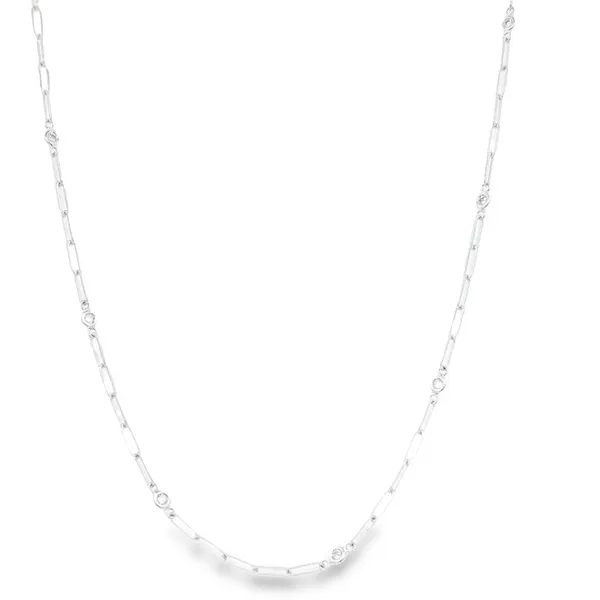 14kt White Gold Paper Clip Diamond Necklace Image 2 Stambaugh Jewelers Defiance, OH