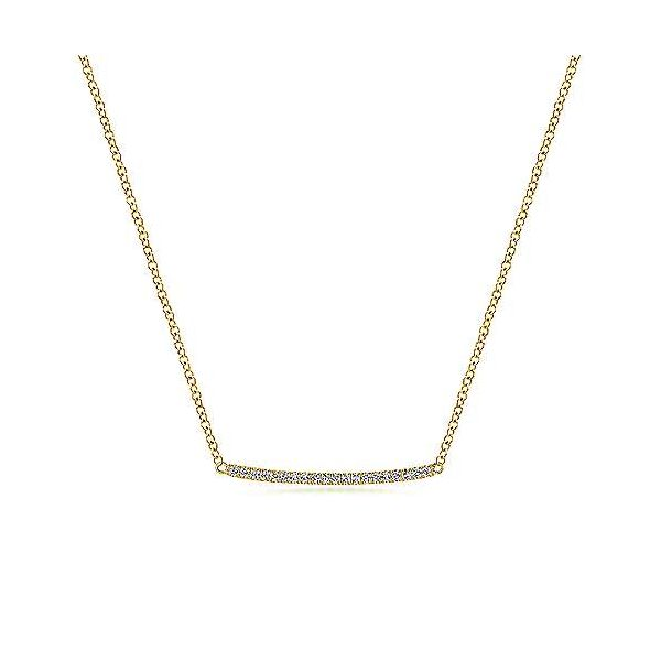 14K Yellow Gold Curved Pave Diamond Bar Necklace Stambaugh Jewelers Defiance, OH