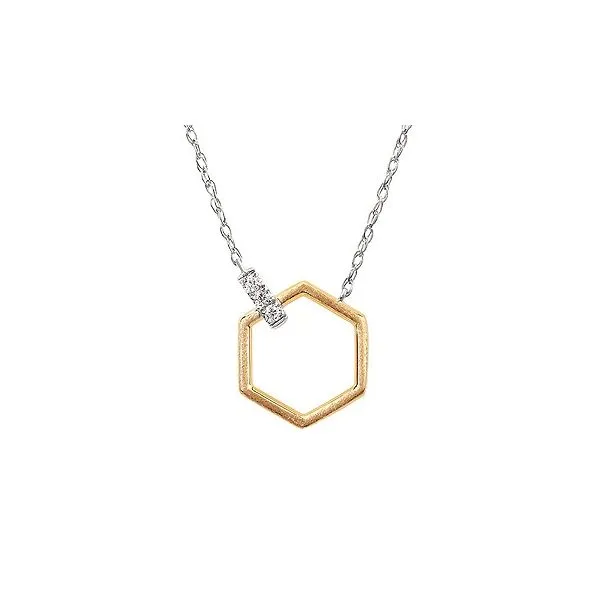 14kt White and Yellow Gold Diamond Hexagon Pendant Stambaugh Jewelers Defiance, OH