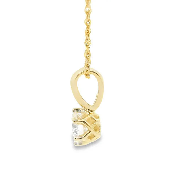 14kt Yellow Gold Diamond Solitaire Pendant Image 3 Stambaugh Jewelers Defiance, OH