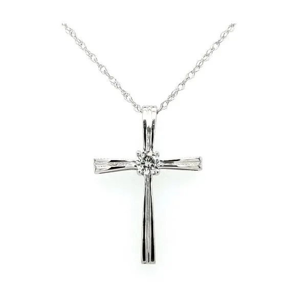 14kt White Gold Diamond Cross Pendant Stambaugh Jewelers Defiance, OH