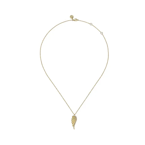 14kt Yellow Gold and Diamond Wing Pendant Image 2 Stambaugh Jewelers Defiance, OH