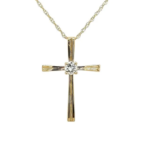 14kt Yellow Gold Diamond Cross Necklace Stambaugh Jewelers Defiance, OH