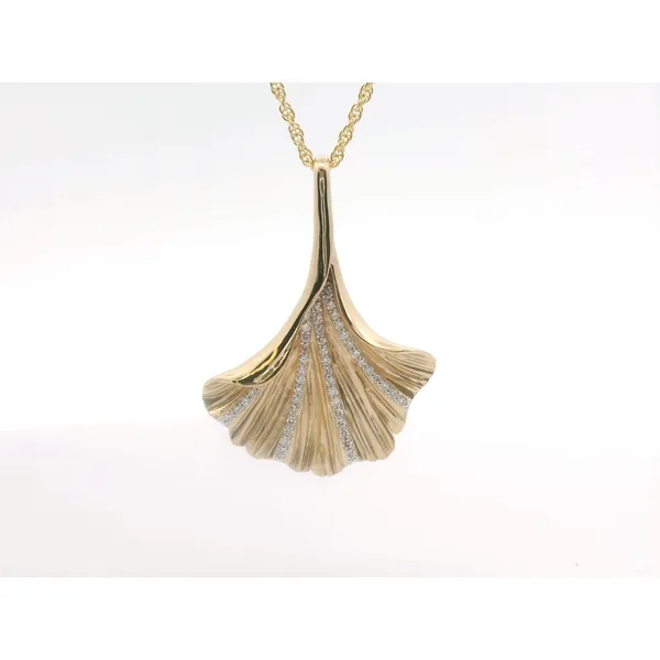 14kt Yellow Gold Diamond Fan Pendant Image 2 Stambaugh Jewelers Defiance, OH