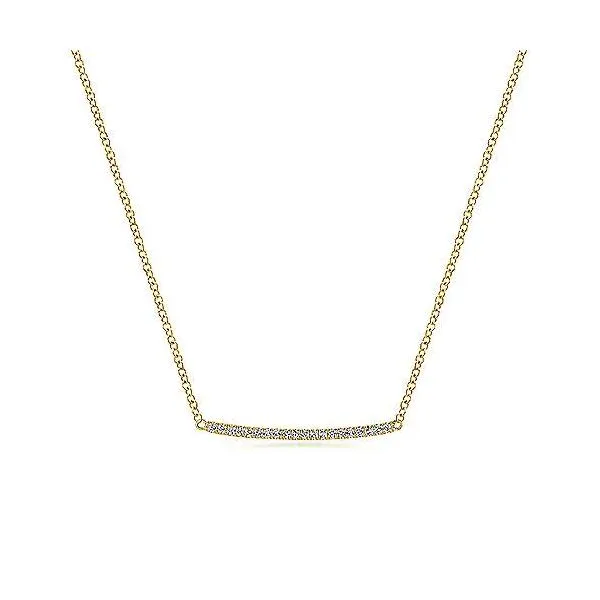 14K Yellow Gold Curved Pave Diamond Bar Necklace Stambaugh Jewelers Defiance, OH