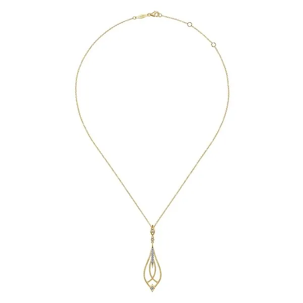 14kt Yellow Gold Open Teardrop Pendant with Diamond Accents