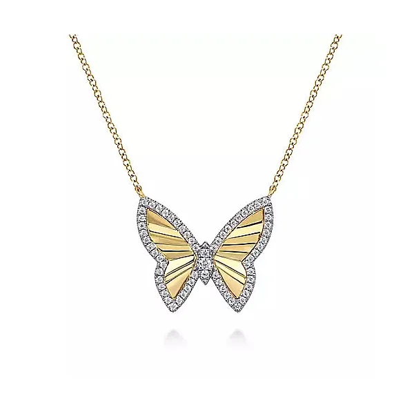 14kt Yellow and White Gold Butterfly Necklace