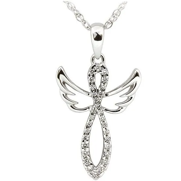 14kt White Gold Diamond Angel Pendant