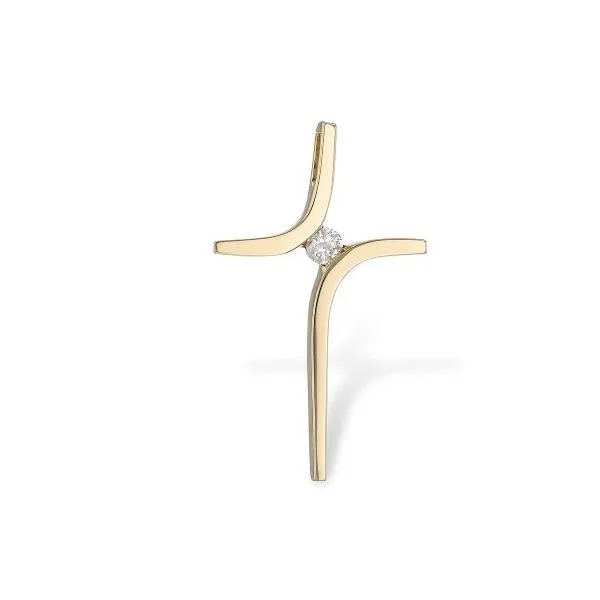 14kt Yellow Gold Cross Pendant with Diamond Accent Stambaugh Jewelers Defiance, OH