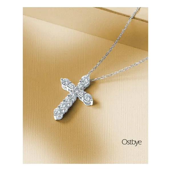 14kt White Gold Diamond Cross Pendant Image 2 Stambaugh Jewelers Defiance, OH