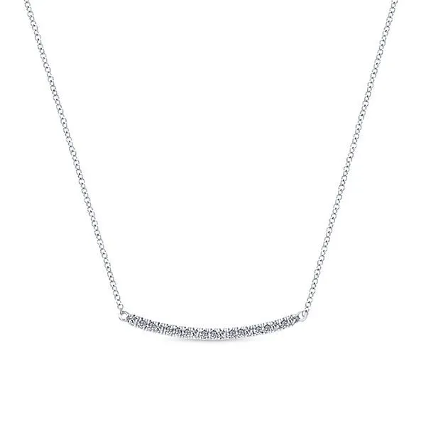 14kt White Gold Diamond Curved Bar Necklace Stambaugh Jewelers Defiance, OH