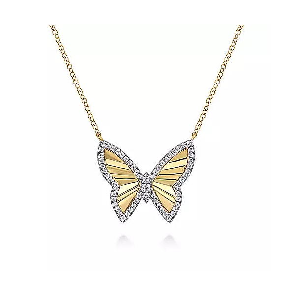 14kt Yellow and White Gold Butterfly Necklace Stambaugh Jewelers Defiance, OH