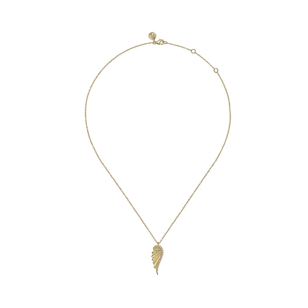 14kt Yellow Gold and Diamond Wing Pendant Image 2 Stambaugh Jewelers Defiance, OH