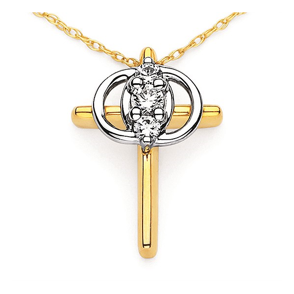 14kt Yellow and White Gold Christian Marriage Symbol® Cross Pendant Stambaugh Jewelers Defiance, OH