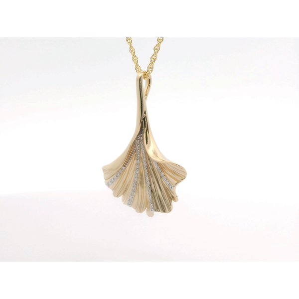 14kt Yellow Gold Diamond Fan Pendant Image 4 Stambaugh Jewelers Defiance, OH