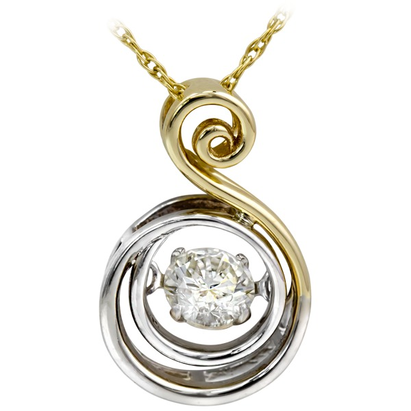14kt White and Yellow Gold Diamond Pendant on an 18